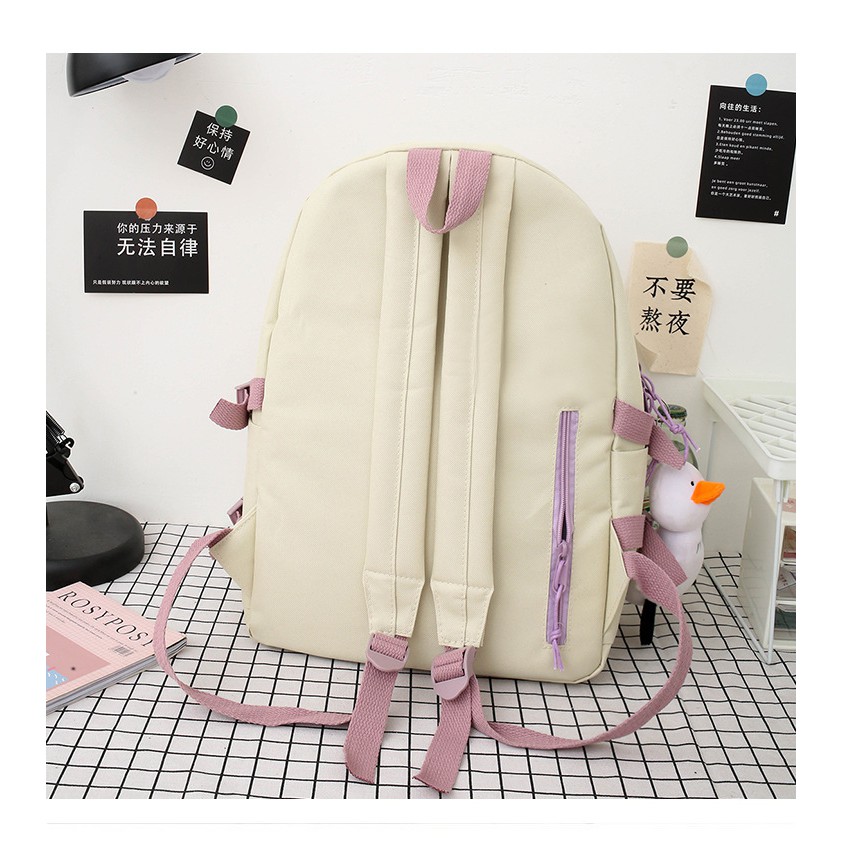 TB-71 set 4 pcs tas wanita ransel sekolah kampus pouch canvas bag import korea jepang