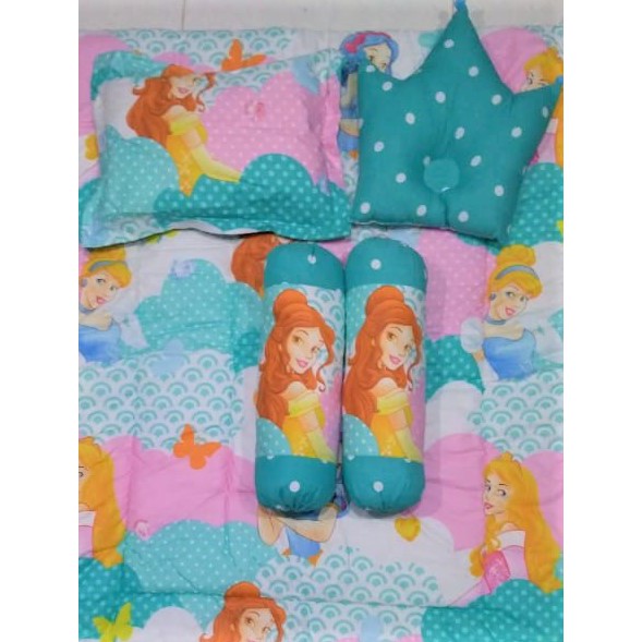 Quilting Princess Bed Set Bedcover Bayi Aurora Cinderella Snow White Belle Cinderela bedcover bantal guling bedding bedset selimut