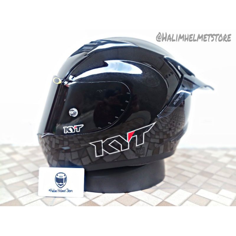KYT R10 Black Glossy (Paket Ganteng)