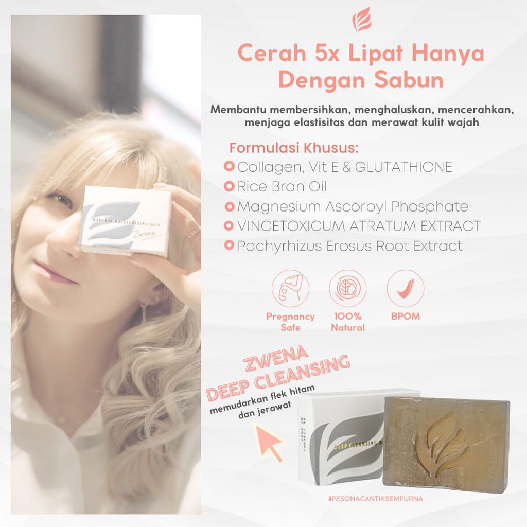 Sabun Pembersih Jerawat Zwena Deep Cleansing Natural Soap 100% Original BPOM
