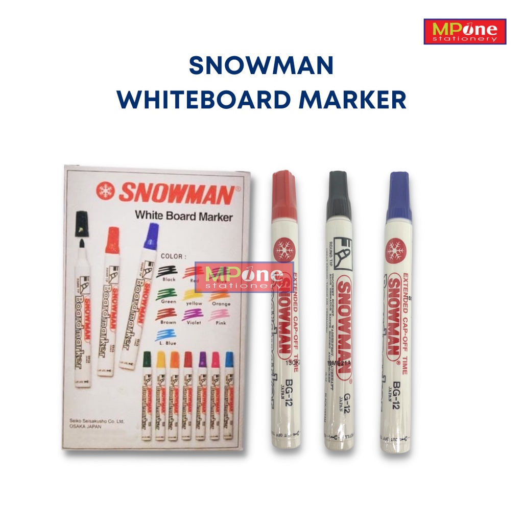 

(1 Pcs) Snowman Whiteboard Marker BG-12 / Whiteboard Hitam Snowman BG-12 / Spidol