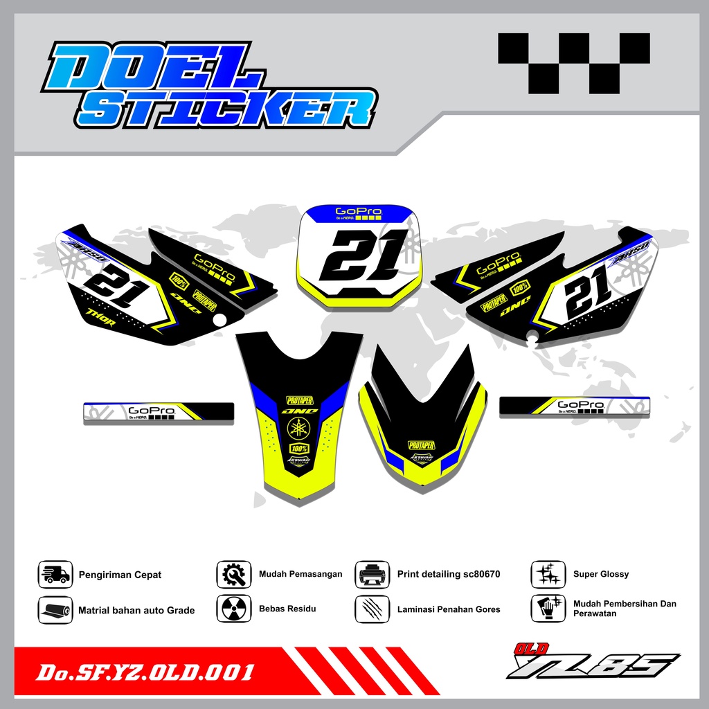 Sticker Striping YZ OLD List Variasi Hologram , Crome Doel 001