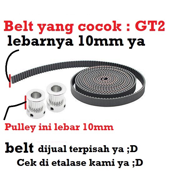 [HAEBOT] GT2 Pulley Timing CNC 60T W10 Bore 5 6 6.35 8 10 12 14 mm Puley Printer Aluminium Pitch 2mm Lebar 10mm Aktuator Slider Router Mekanik 60 Teeth Gigi