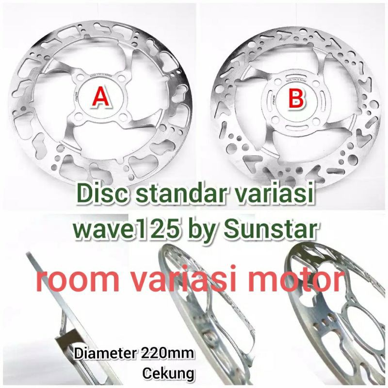 DISC PIRINGAN CAKRAM DEPAN VARIASI DIAMETER STANDAR WAVE 125 CEKUNG BY SUNSTAR