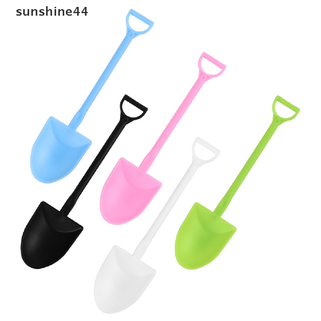 Sunshine 100pcs Sendok Scoop Es Krim / Dessert Mini Bentuk Sekop Bahan Plastik Food Grade