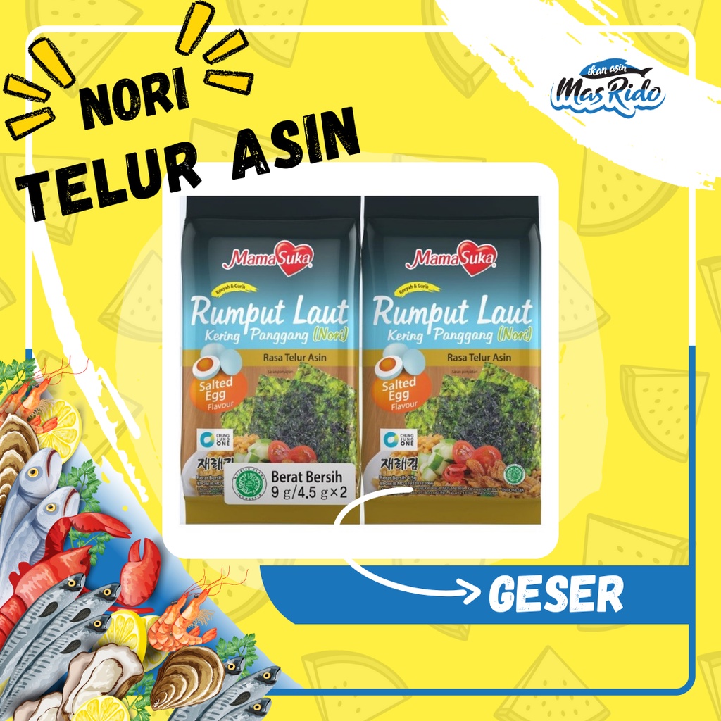 

Mamasuka Rumput Laut Panggang Nori Salted Egg Telur Asin 2Pcs 9Gram