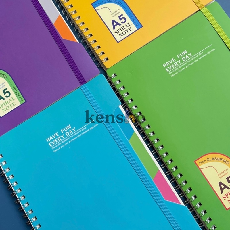 KENSHO Notebook Buku Catatan Spiral Colour A5 - 80 / Cover Polos