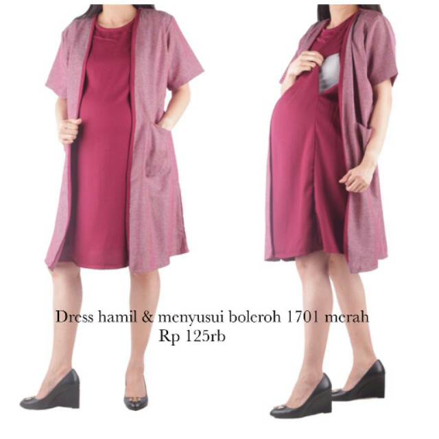 Bajuhamil baju hamil dress hamil dan menyusui boleroh 1701 merah