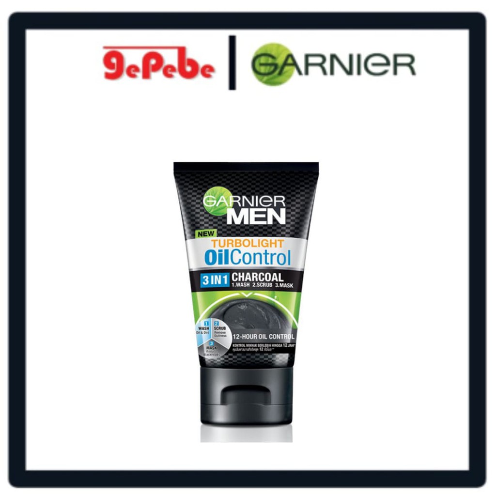 Garnier Men Turbo Light Oil Control 3 in 1 Charcoal Foam 50ml &amp; 100 ml