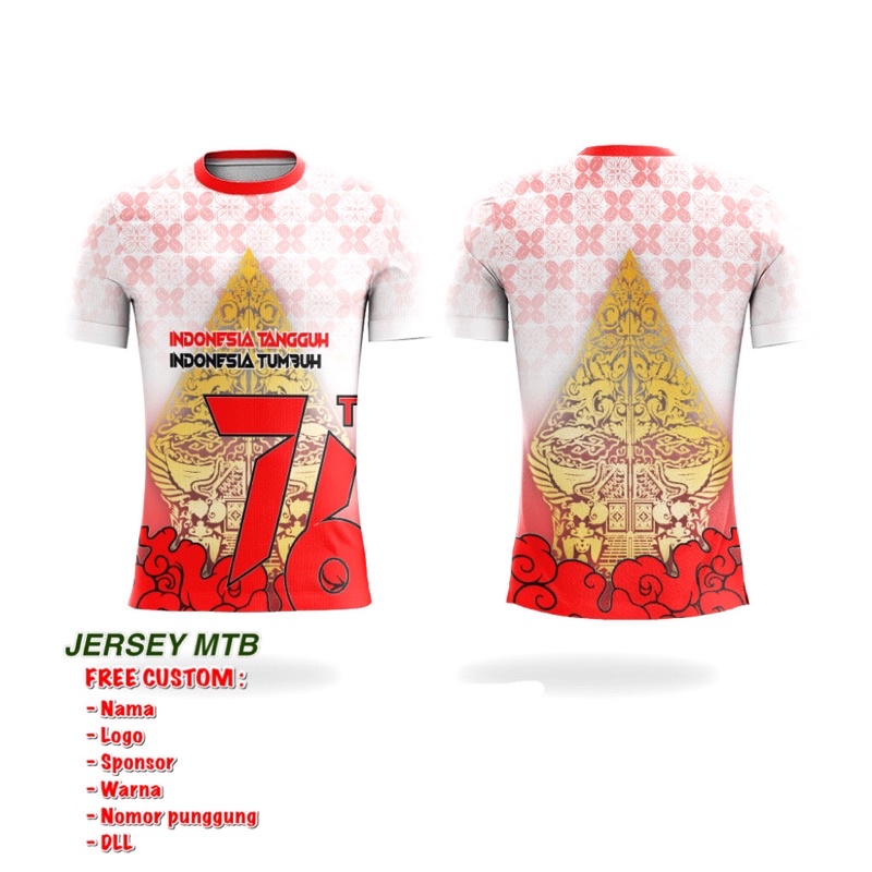 jersey sepeda mtb - jersey sepeda custom - jersey merah putih - HUT INDONESIA 76 - baju agustusan