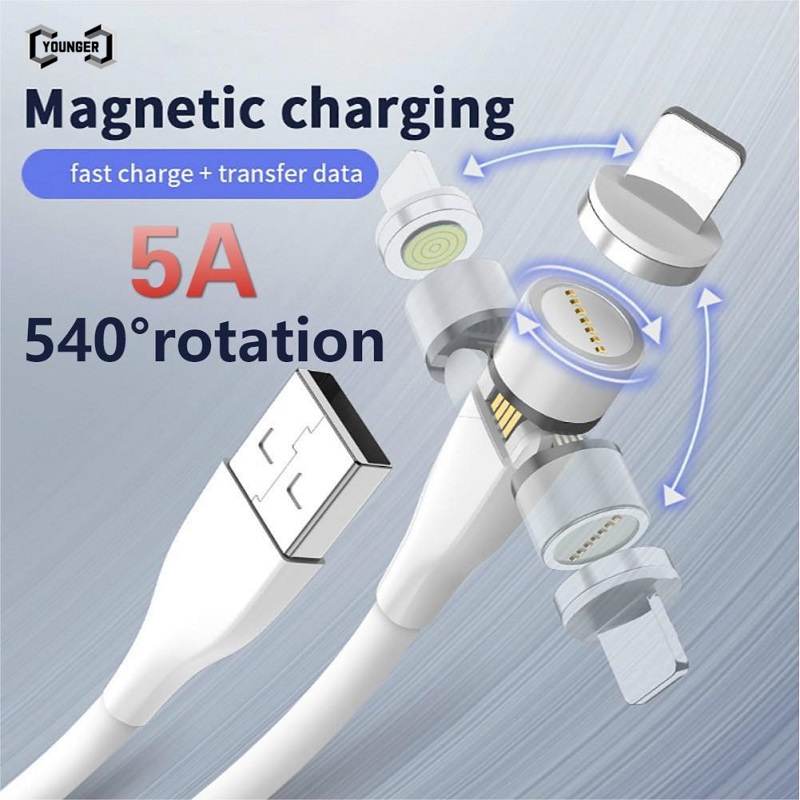 3in1 Kabel Data / Charger USB Tipe C 5A Original 540 Derajat Fast Charging