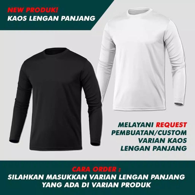 Request LENGAN PANJANG / Kaos Custom Lengan Panjang ukuran Jumbo/ M L XL 2XL 3XL 4XL 5XL 6XL Kaos ju