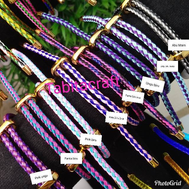 Gelang tali kawat waterproof serutGelang Tangan Wanita /Pria anti air