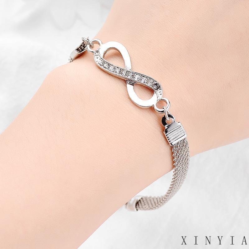 【Bayar di tempat】Pasangan-gelang Gelang fashion Original Arctic Deer Hadiah terbaik untuk Gelang Tangan Unisex Dewasa Desain Angka 8 Hias Berlian