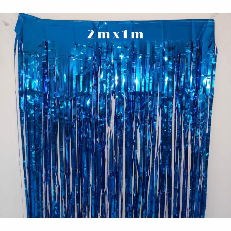 Tirai Pesta / Rumbai Foil Curtain Backdrop Warna Biru Dekorasi Ulang Tahun