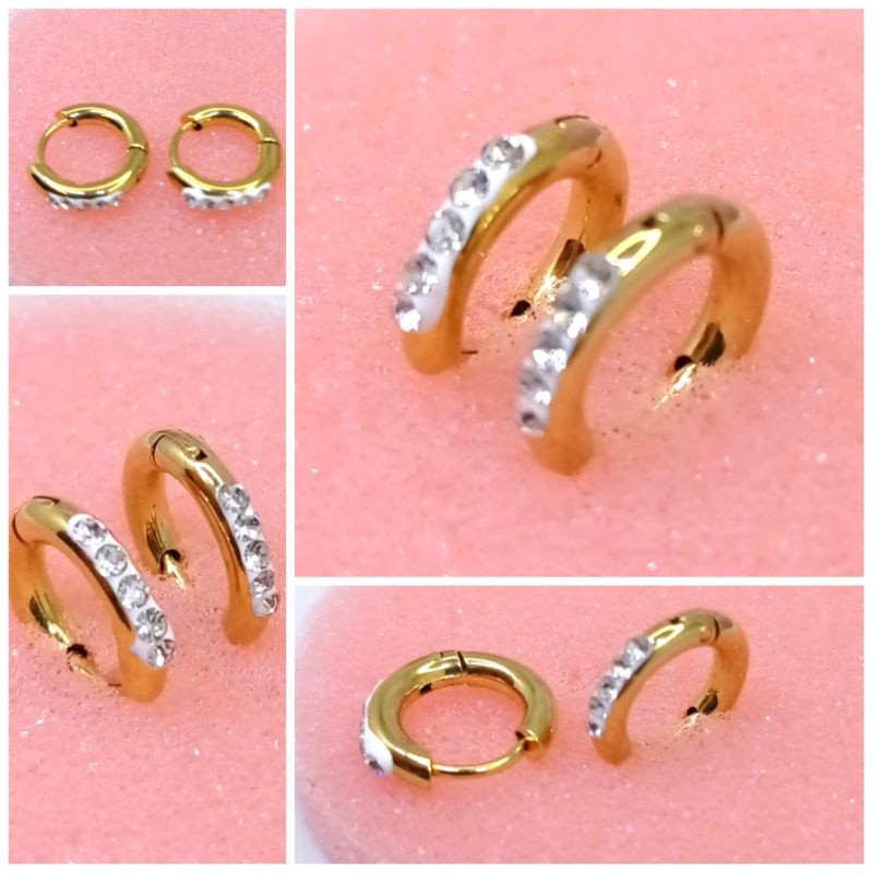 anting jepit titanium asli anting wanita anti karat fashion Korea