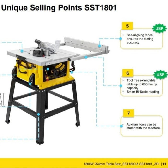 STANLEY SST1801 Table Saw 10 Inch - Mesin Gergaji Kayu Meja SST 1801