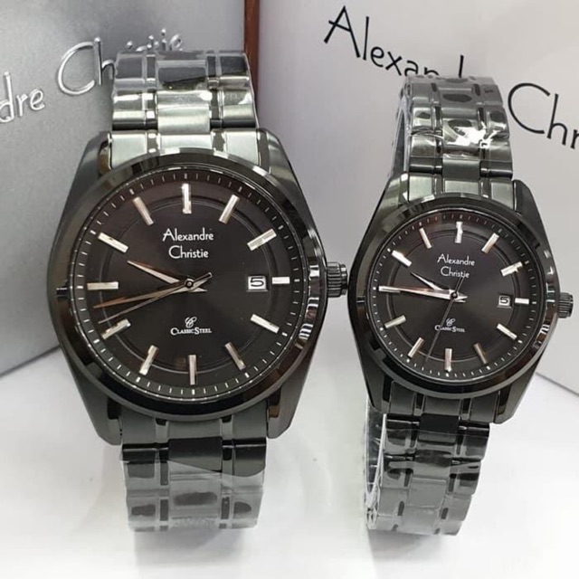 Jam Tangan Couple Alexandre Christie AC 8618 Full Black Original Garansi Resmi 1 Tahun