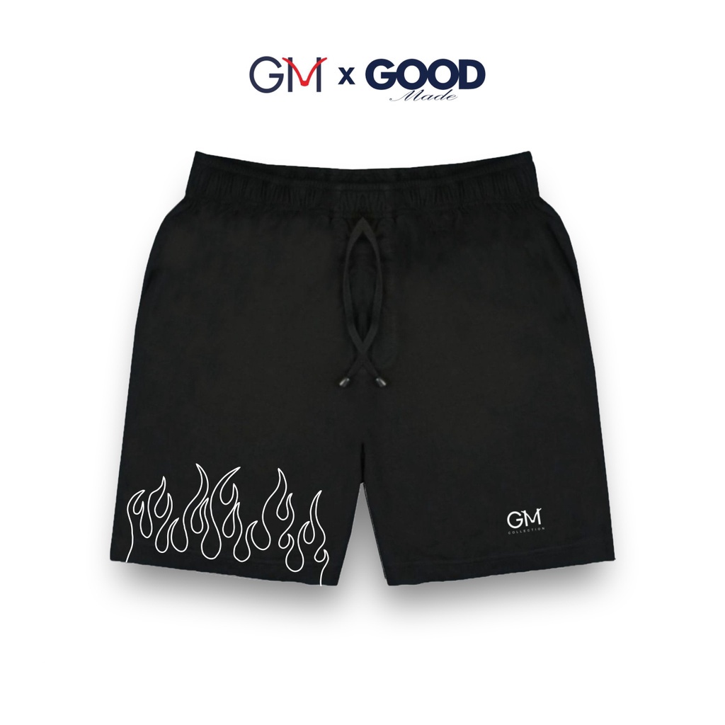 GOOD MADE - Boxer Pria | Boxer pria Dewasa | Celana Boxer katun Black White Fire | Celana Pendek | COD