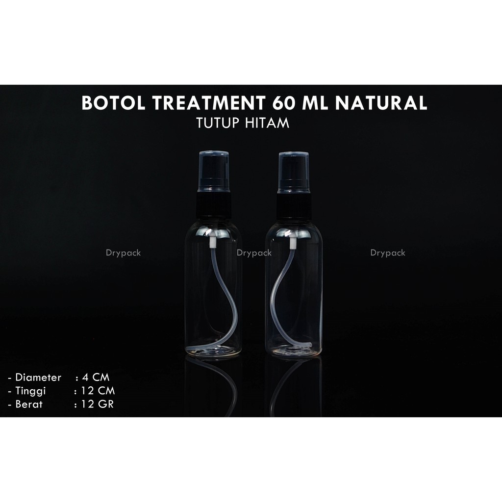 Botol Treatment 60 ml Natural tutup Hitam