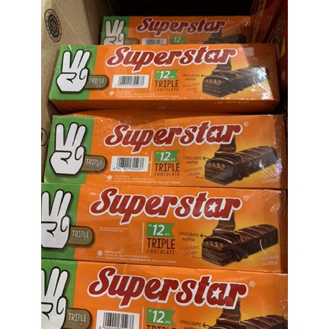 Wafer Superstar isi 12 pcs - Wafer Lapis Coklat Superstar