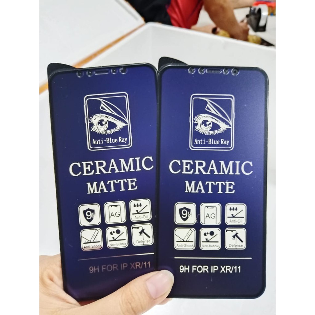 Tempered Glass For IP X XS 11 PRO XR 11 6.1 XS MAX 11 PRO MAX Ceramic Matte Blue Ray Screen Anti Radiasi Full Cover