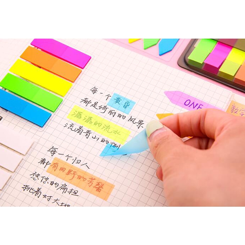 5 Colors Fluorescent Sticky Notes Instruction Classification Index Labels Sticker Student Stationery