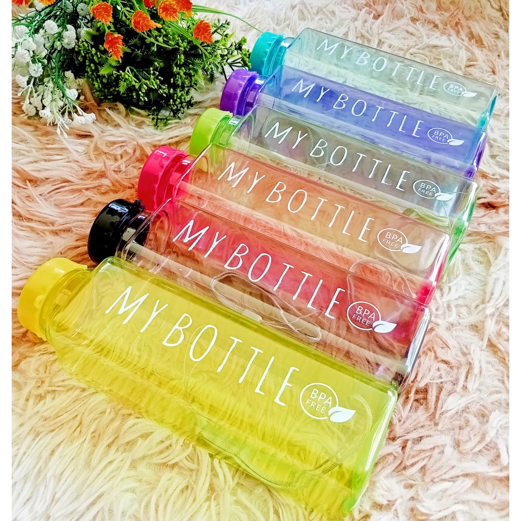 My Bottle Kotak Warna Bening Botol Minum 500ml