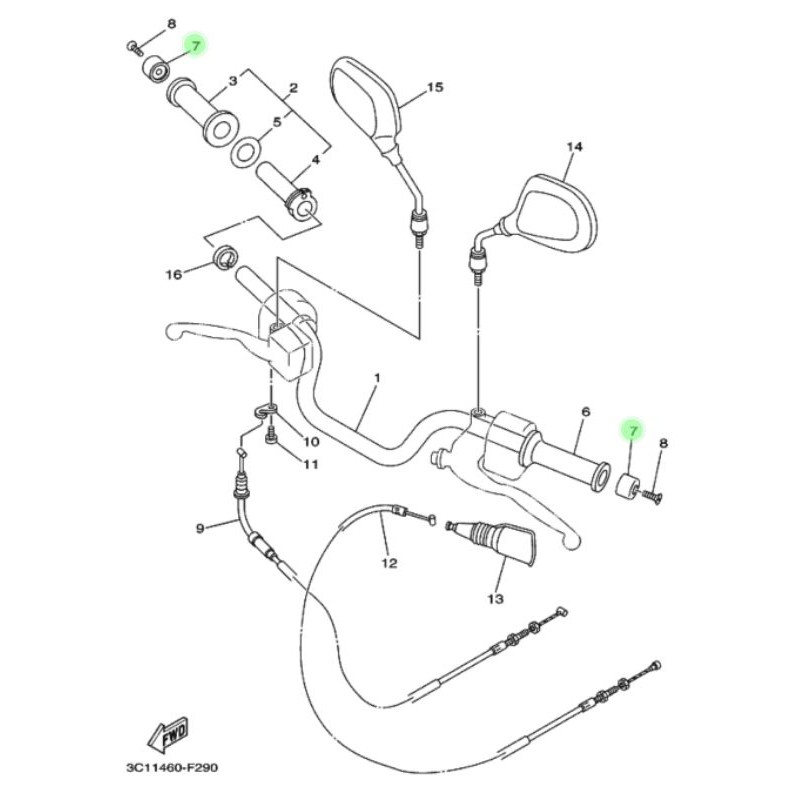 JALU STANG END GRIP VIXION OLD LAMA VEGA R LAMA ASLI ORI YAMAHA 5ER F6246 00