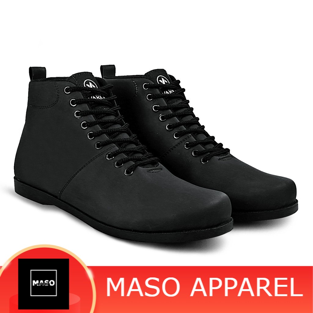 Sepatu Casual Pria Terbaru V 2968 Brand Varka Sepatu Boots Kulit Sintetis  Berkualitas Hitam