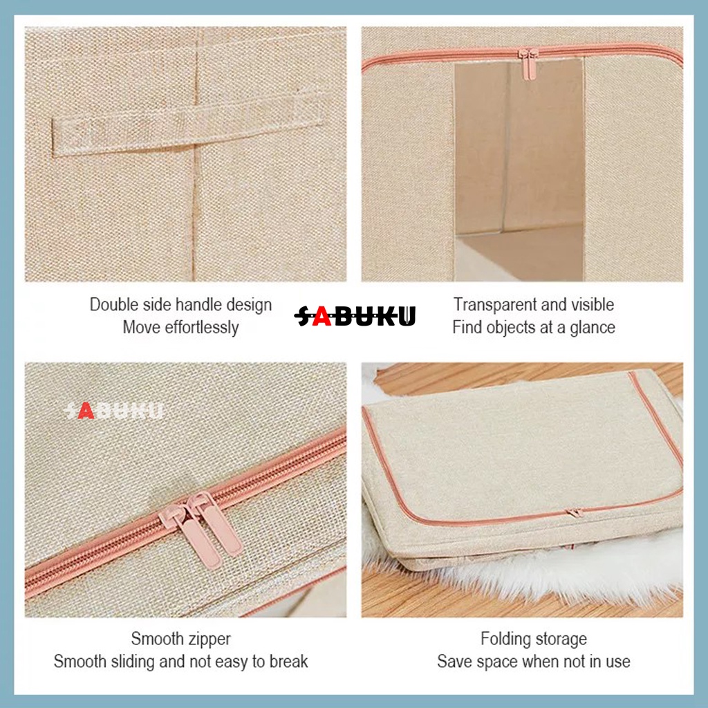 Storage Box 66LDouble Zipper Frame Baja Large Besar Multifungsi tempat Pakaian baju laundry Bed cover Selimut Serbaguna - 242