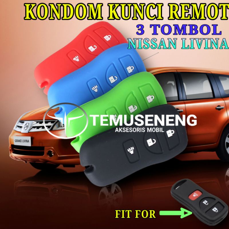 Kondom Kunci Mobil Cover Remot Sarung Kunci Silikon Nissan Livina 3 Tombol