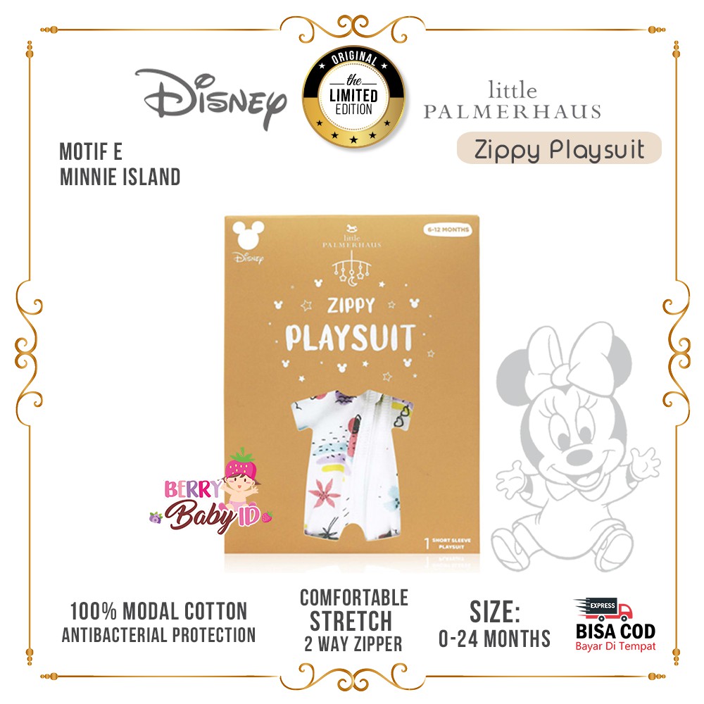 Little Palmerhaus Disney Baby Zippy Playsuit Baju Bayi Premium Katun Berry Mart