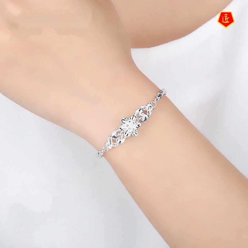 [Ready Stock]Women's Fashion Silver Bauhinia Bracelet