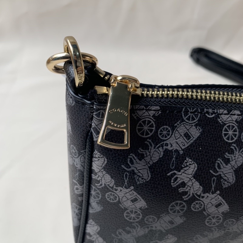 COACH TOP HANDLE POUCH IN HORSE &amp; CARRIAGE PRINT  (36674)