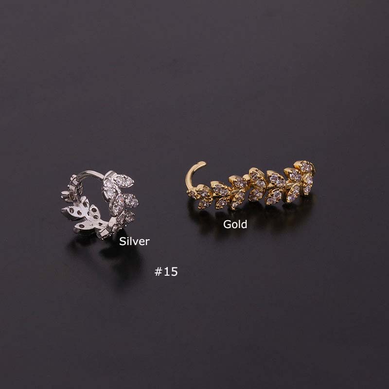 1pc Anting Tindik Tulang Rawan Telinga Bahan Tembaga Dengan Zircon 8mm Untuk Helix Pinna Lobe