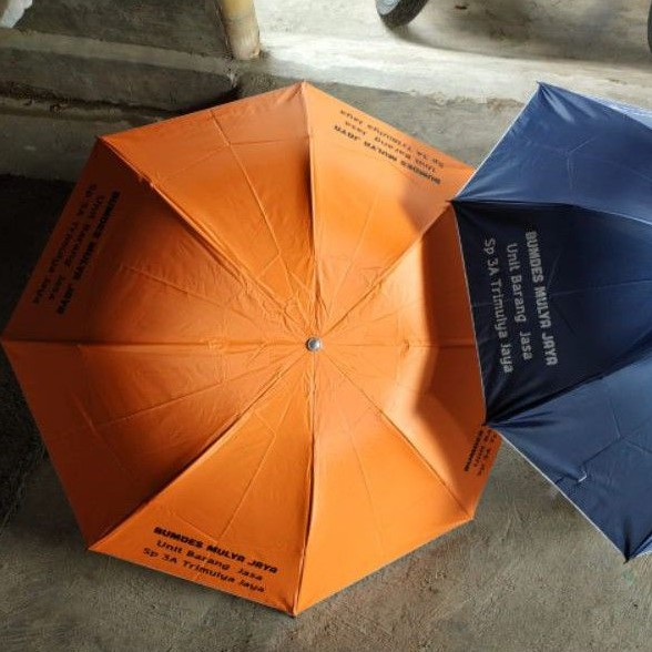 Payung warna ORANGE bawah silver UV Protection bisa + Sablon Custom 1 film 1 Warna 4 sisi