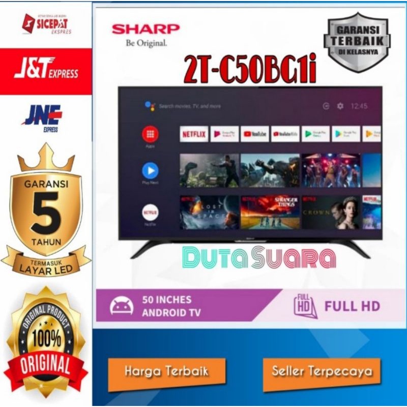 LED TV SHARP AQUOS 50 inch 2T-C50BG1i ANDROID SMART TV FULL HD GARANSI RESMI