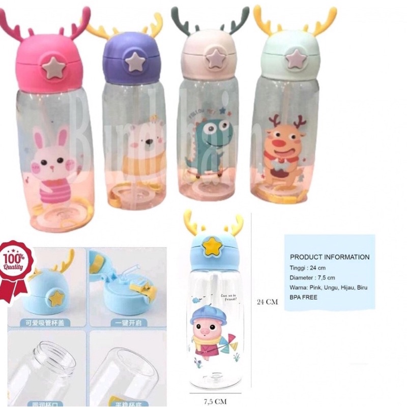 BOTOL MINUM ANAK RUSA TANDUK 700ML Tanduk Rusa NEW Cute Imoet / Botol BPA Free TEMPAT MINUM ANAK MURAH UNIK-6