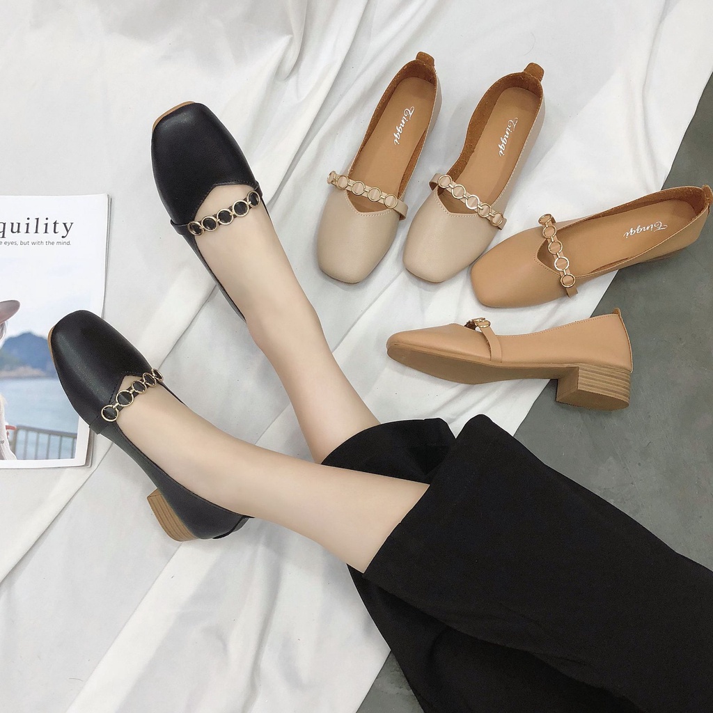 Sepatu Wanita Hak Pendek Korean Style Import Premium