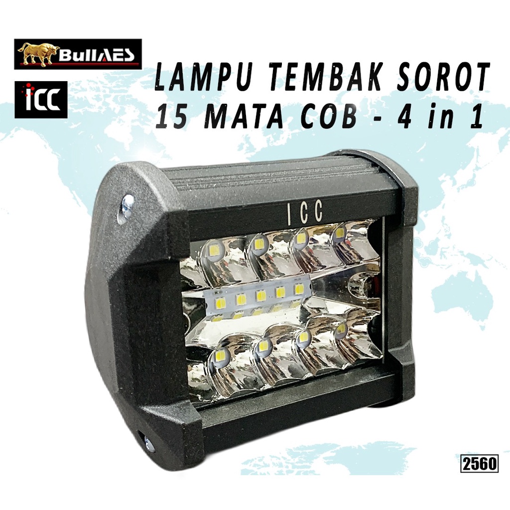 Lampu tembak sorot 15 mata led Cob 4 in 1 PUTIH KUNING MERK ICC | Lampu Cwl V2560