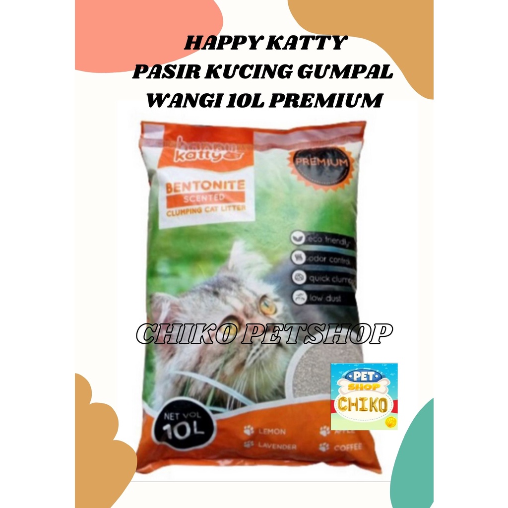 Pasir Kucing HAPPY KATTY 10lt PASIR KUCING GUMPAL WANGI 10L PREMIUM