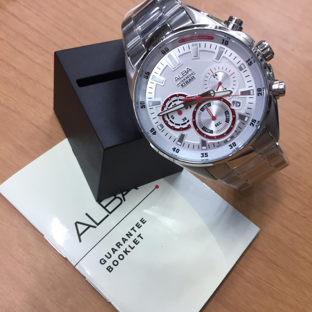 Alba Quartz AT3F93X1 Chronograph Silver Dial - Jam Tangan Pria AT3F93