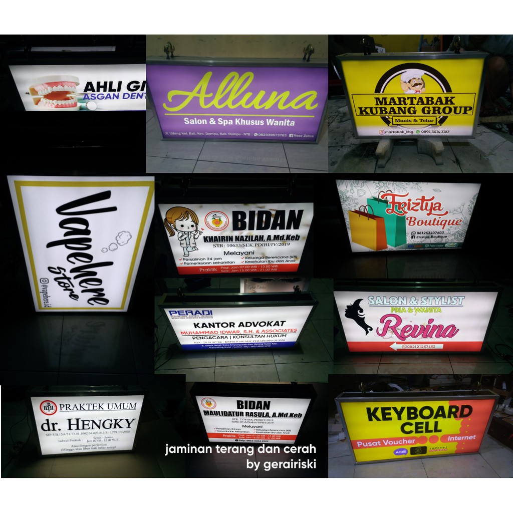 Neon box AKRILIK bidan, perawat, dokter, dokter gigi, toko, kios, cafe Neonbox PACKING KAYU