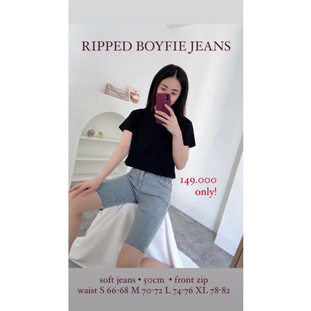 biker jeans highwaist ( STRETCH JEANS) RIPPED &amp; POLOS