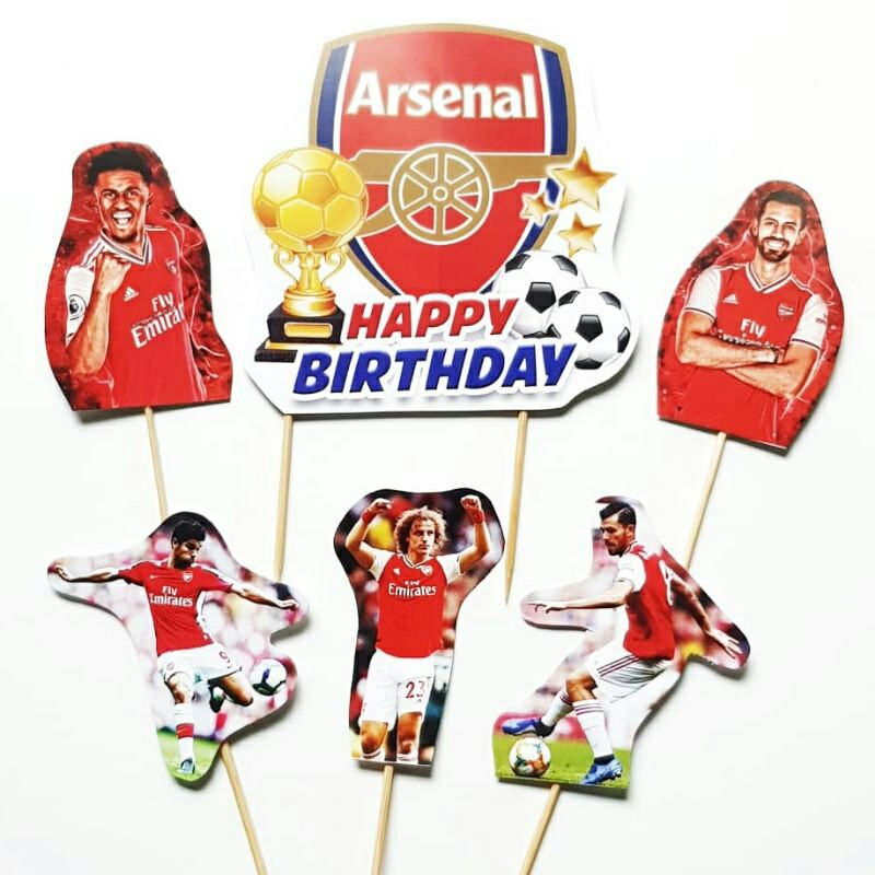topper tusukan hiasan kue cake ulang tahun happy birthday karakter sepak bola arsenal football club