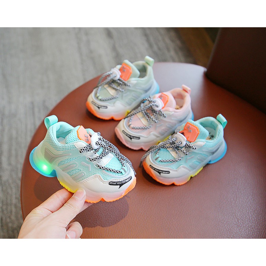 085-Sepatu kets anak laki-laki dan perempuan import LED