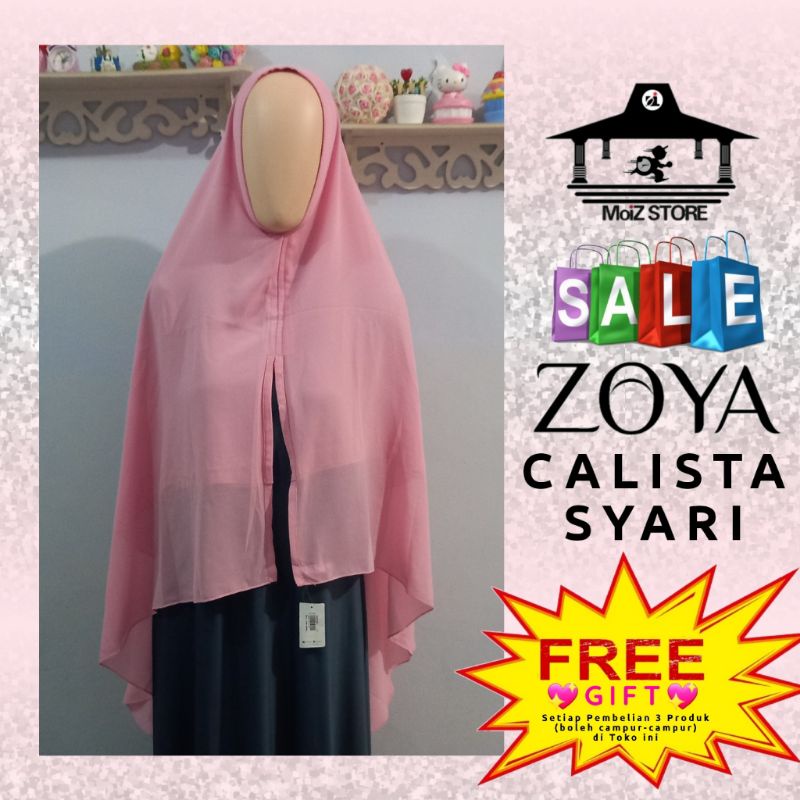Zoya Jilbab Hijab Bergo Kerudung Krudung Calista Syari Syar'i Polos Zoya Instan Instant Langsung Yan