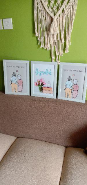 Promoooo!!! 1 Buah Wall Decor Frame Fiber A4 - Quotes Lifess Series Hiasan Dinding Shabby Chic