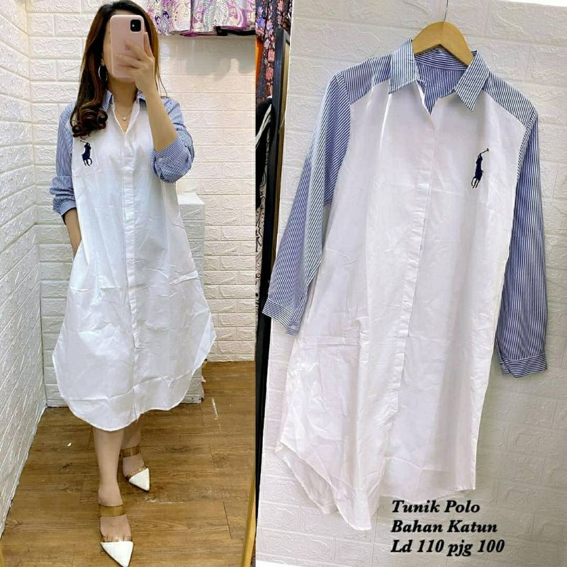 Polo Combi Tunik, TUNIK WANITA CANTIK MODIS FIT XXL LD 110 BAHAN KATUN IMPORT TERMURAH TERLARIS OOTD KEKINIAN